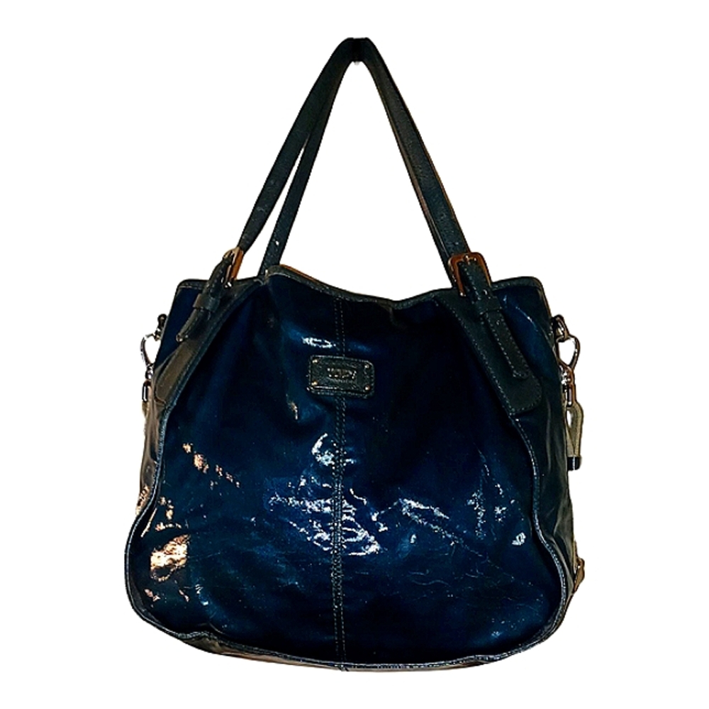 Authentic Tod's Glossy Coat Dark Teal Blue *RARE FIND/COLOR EUC w/Shoulder Strap
